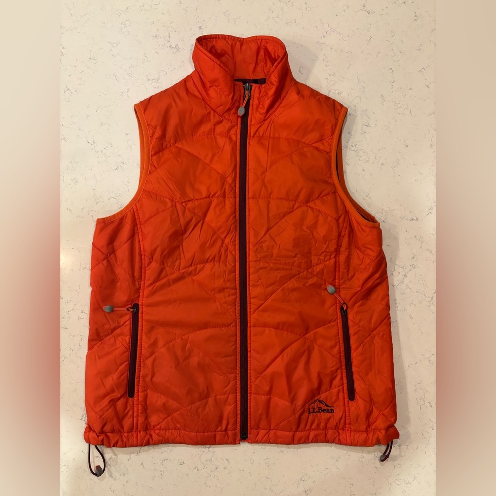 L.L. Bean Orange Quilted Vest in Medium Petite